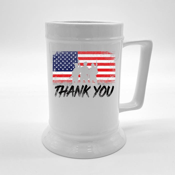 Thank You USA Troops Front & Back Beer Stein