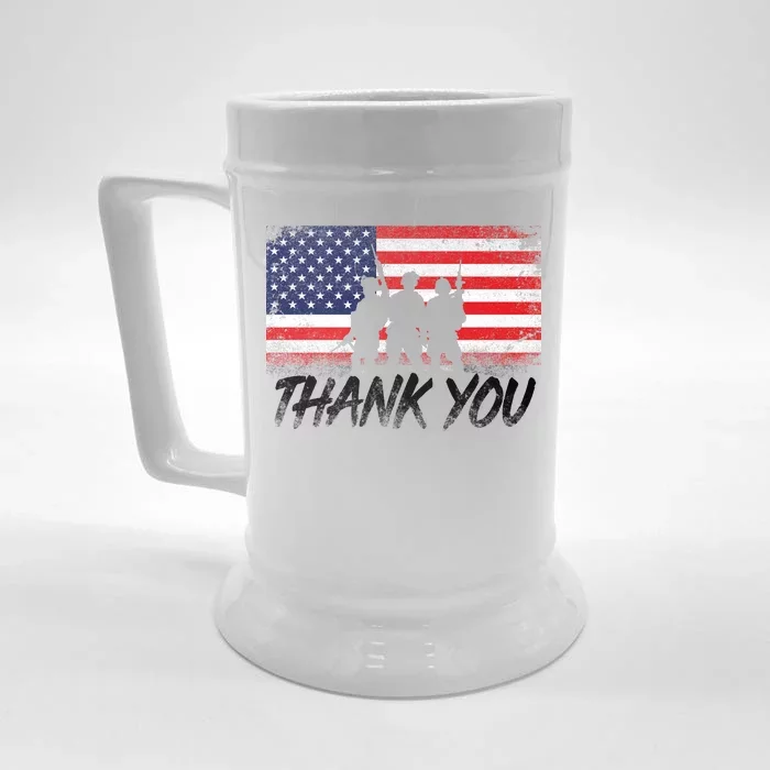 Thank You USA Troops Front & Back Beer Stein