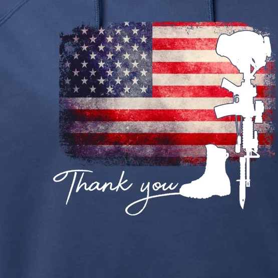 Thank You Veterans Memorial Day Performance Fleece Hoodie