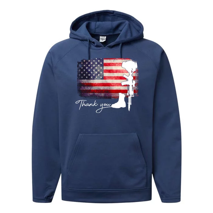 Thank You Veterans Memorial Day Performance Fleece Hoodie