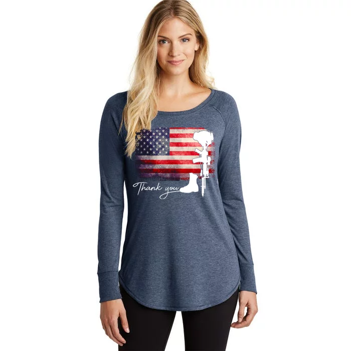 Thank You Veterans Memorial Day Women's Perfect Tri Tunic Long Sleeve Shirt