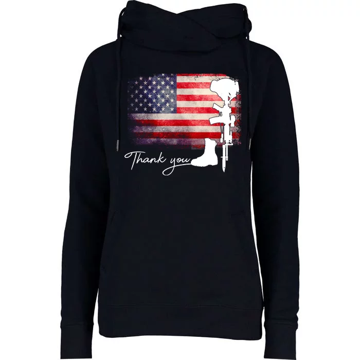 Thank You Veterans Memorial Day Womens Funnel Neck Pullover Hood