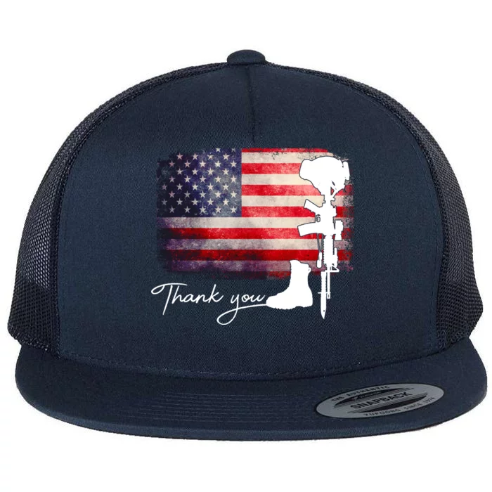 Thank You Veterans Memorial Day Flat Bill Trucker Hat