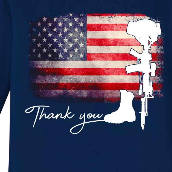 Thank You Veterans Memorial Day Baby Long Sleeve Bodysuit