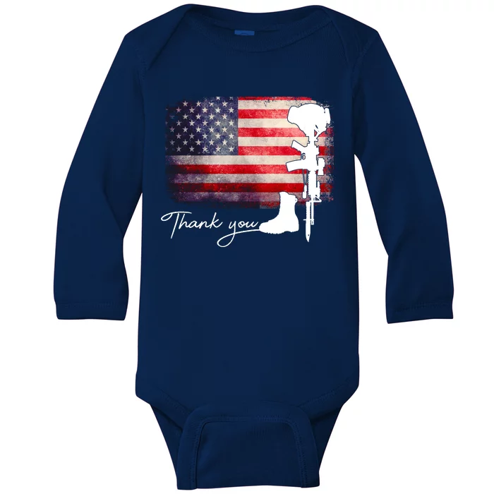 Thank You Veterans Memorial Day Baby Long Sleeve Bodysuit