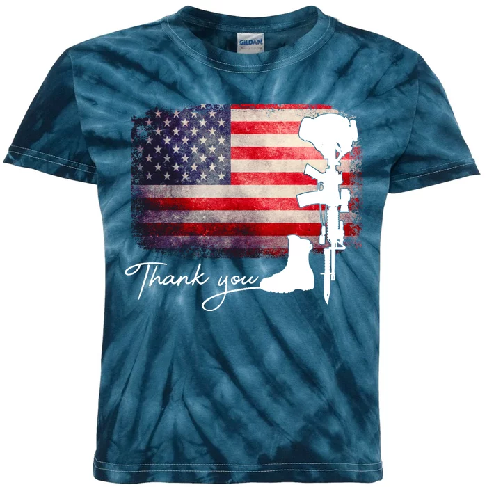 Thank You Veterans Memorial Day Kids Tie-Dye T-Shirt