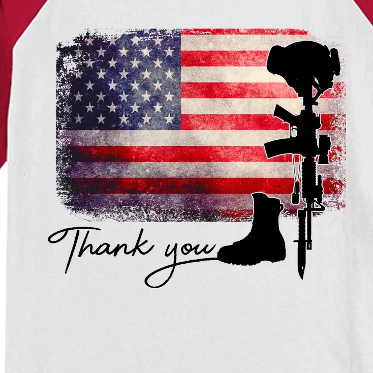 Thank You Veterans Memorial Day Kids Colorblock Raglan Jersey