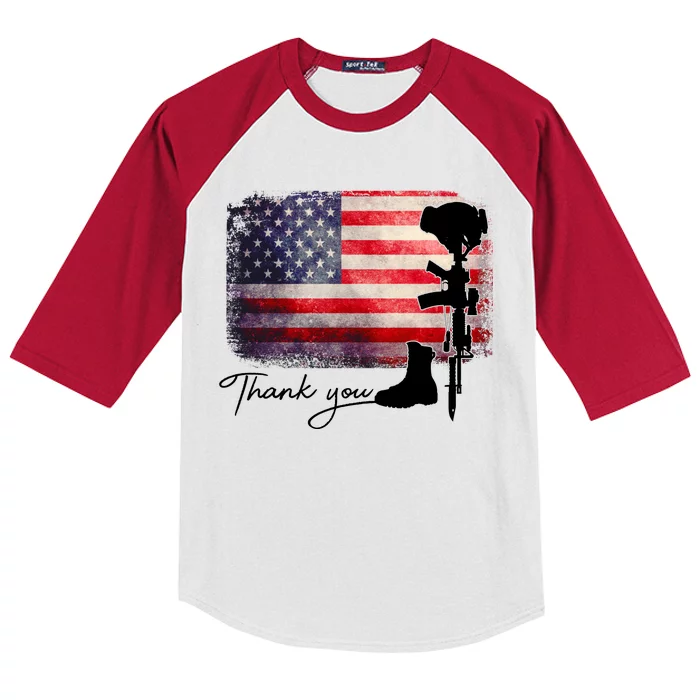 Thank You Veterans Memorial Day Kids Colorblock Raglan Jersey