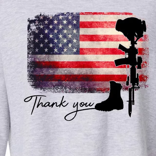 Thank You Veterans Memorial Day Cropped Pullover Crew