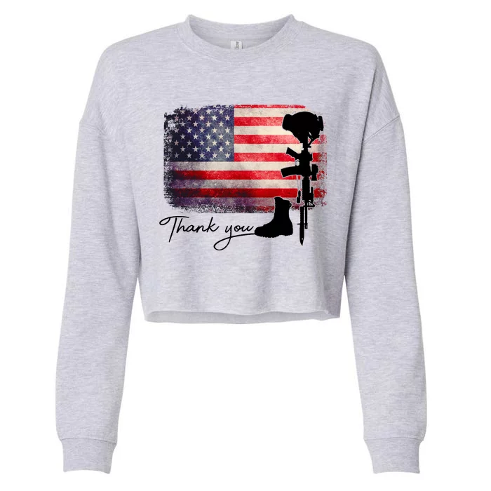 Thank You Veterans Memorial Day Cropped Pullover Crew