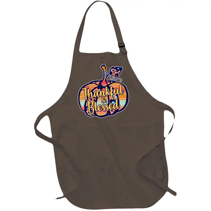 Thankful & Blessed Fashion Pumpkin Full-Length Apron With Pocket