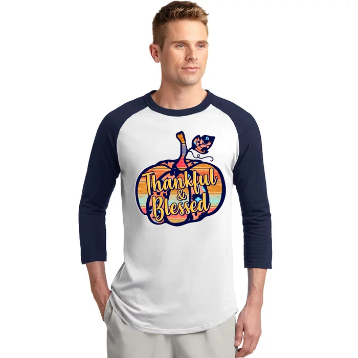 Thankful & Blessed Fashion Pumpkin Baseball Sleeve Shirt