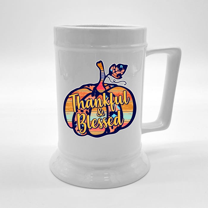 Thankful & Blessed Fashion Pumpkin Front & Back Beer Stein