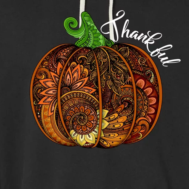 Thankful Abstract Pumpkin Thanksgiving Garment-Dyed Fleece Hoodie