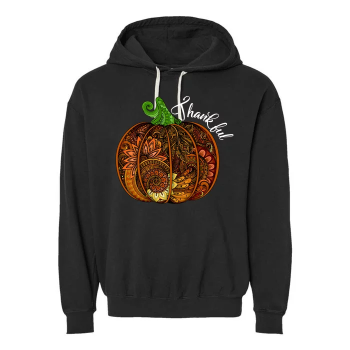 Thankful Abstract Pumpkin Thanksgiving Garment-Dyed Fleece Hoodie