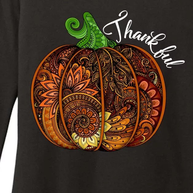 Thankful Abstract Pumpkin Thanksgiving Womens CVC Long Sleeve Shirt