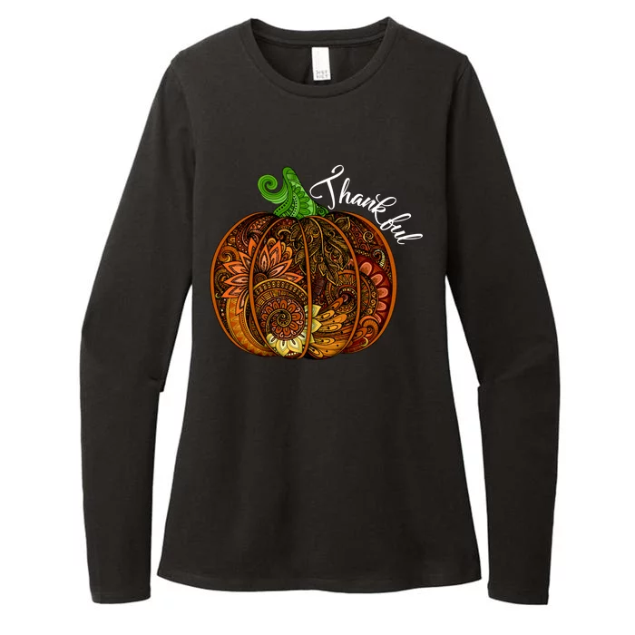 Thankful Abstract Pumpkin Thanksgiving Womens CVC Long Sleeve Shirt