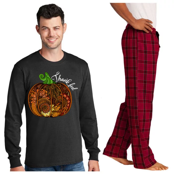 Thankful Abstract Pumpkin Thanksgiving Long Sleeve Pajama Set