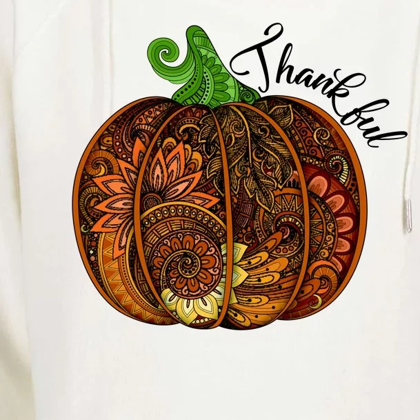 Thankful Abstract Pumpkin Thanksgiving Womens Funnel Neck Pullover Hood