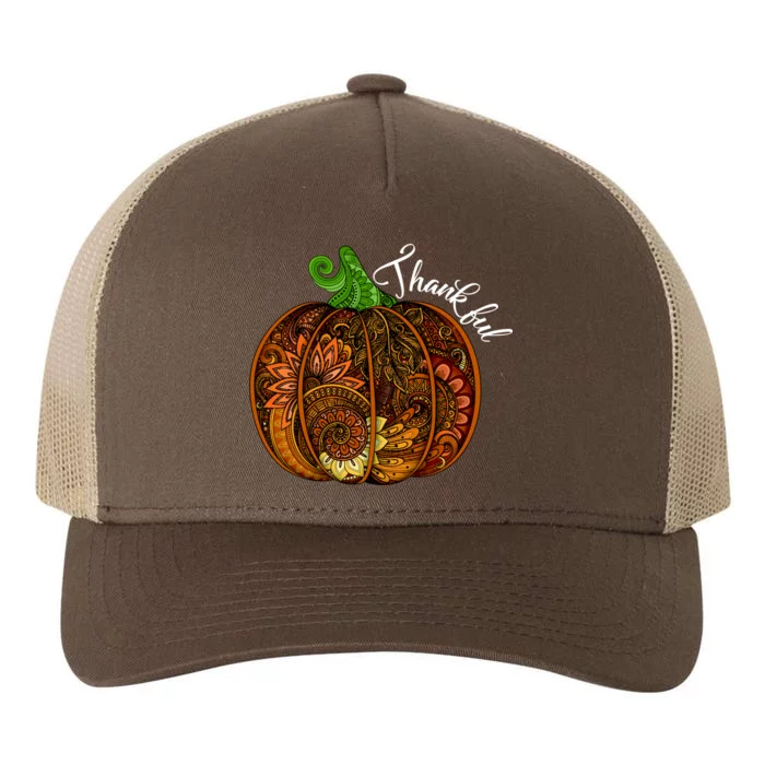 Thankful Abstract Pumpkin Thanksgiving Yupoong Adult 5-Panel Trucker Hat