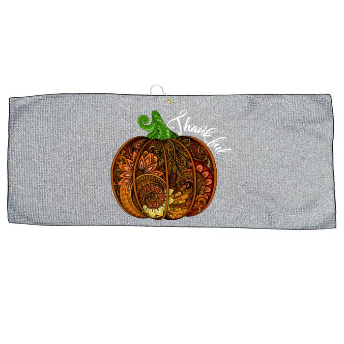 Thankful Abstract Pumpkin Thanksgiving Large Microfiber Waffle Golf Towel