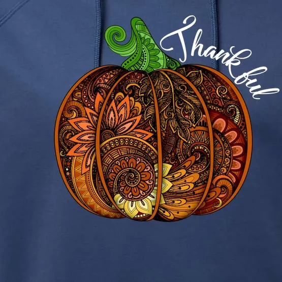 Thankful Abstract Pumpkin Thanksgiving Performance Fleece Hoodie