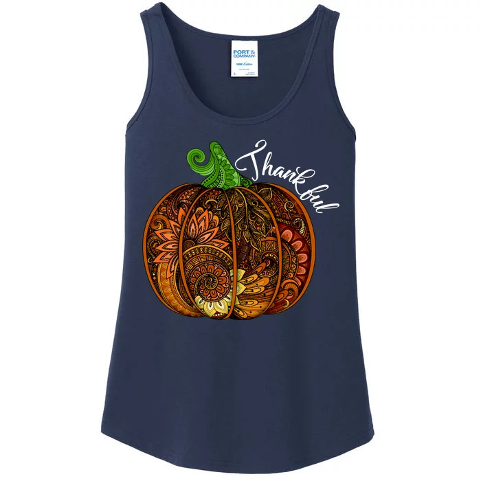 Thankful Abstract Pumpkin Thanksgiving Ladies Essential Tank