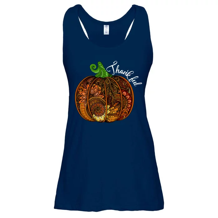 Thankful Abstract Pumpkin Thanksgiving Ladies Essential Flowy Tank