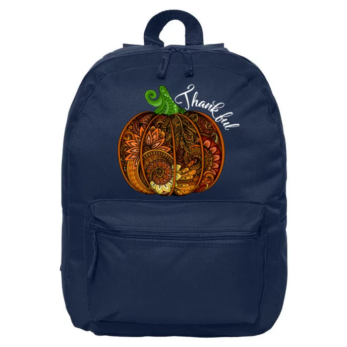 Thankful Abstract Pumpkin Thanksgiving 16 in Basic Backpack