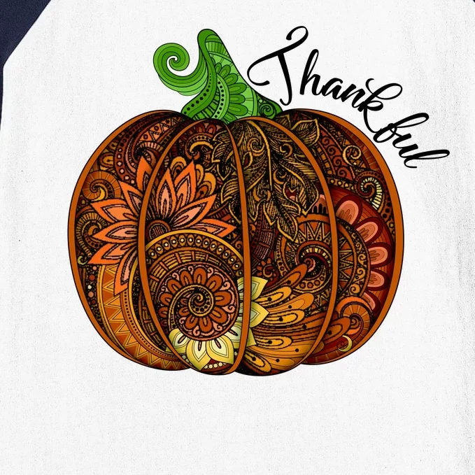 Thankful Abstract Pumpkin Thanksgiving Baseball Sleeve Shirt