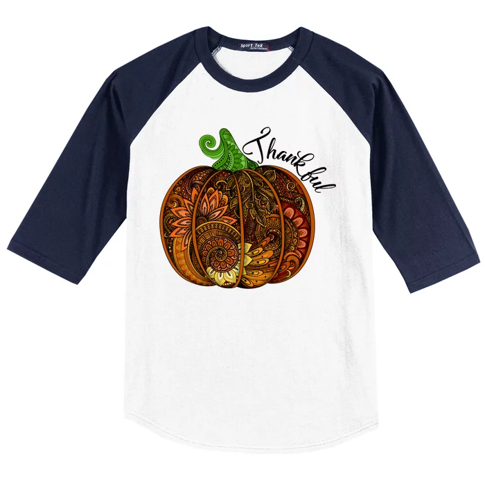 Thankful Abstract Pumpkin Thanksgiving Baseball Sleeve Shirt