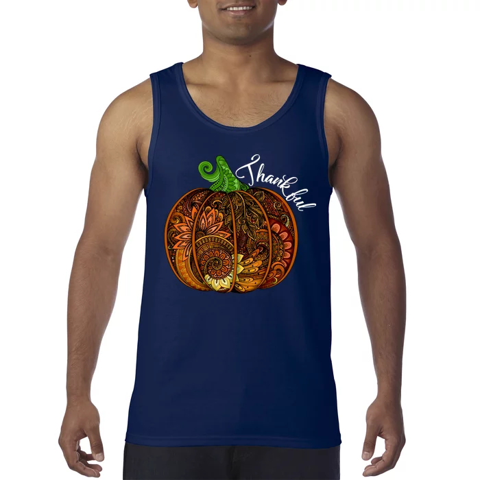 Thankful Abstract Pumpkin Thanksgiving Tank Top