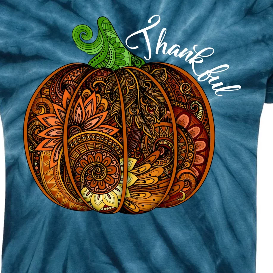 Thankful Abstract Pumpkin Thanksgiving Kids Tie-Dye T-Shirt