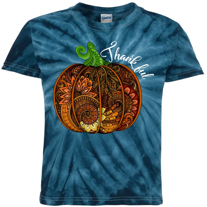 Thankful Abstract Pumpkin Thanksgiving Kids Tie-Dye T-Shirt