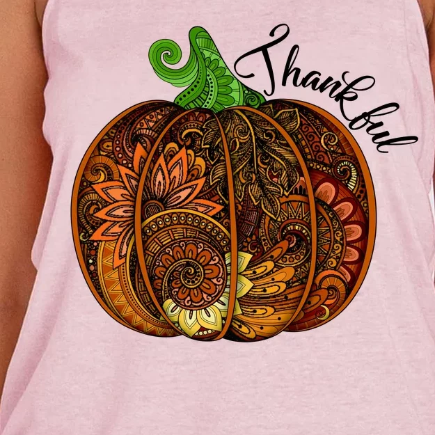 Thankful Abstract Pumpkin Thanksgiving Women's Knotted Racerback Tank