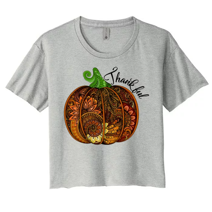 Thankful Abstract Pumpkin Thanksgiving Women's Crop Top Tee