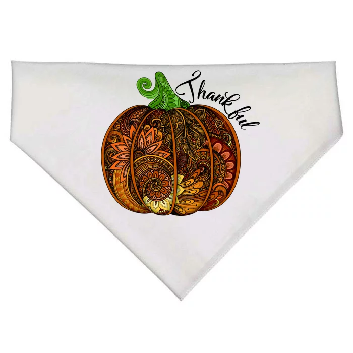 Thankful Abstract Pumpkin Thanksgiving USA-Made Doggie Bandana