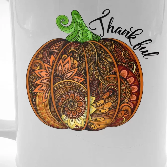 Thankful Abstract Pumpkin Thanksgiving Front & Back Beer Stein