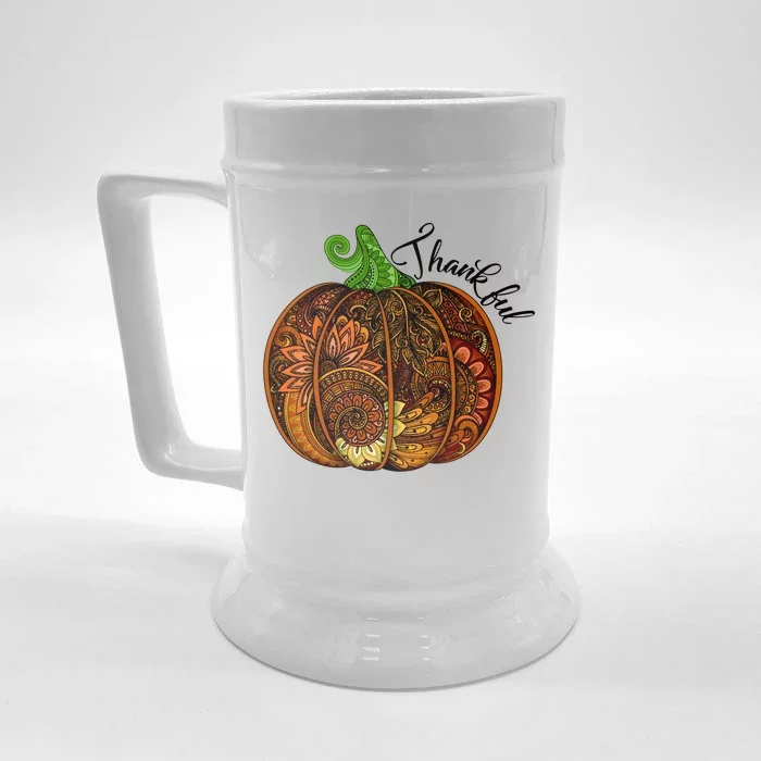 Thankful Abstract Pumpkin Thanksgiving Front & Back Beer Stein