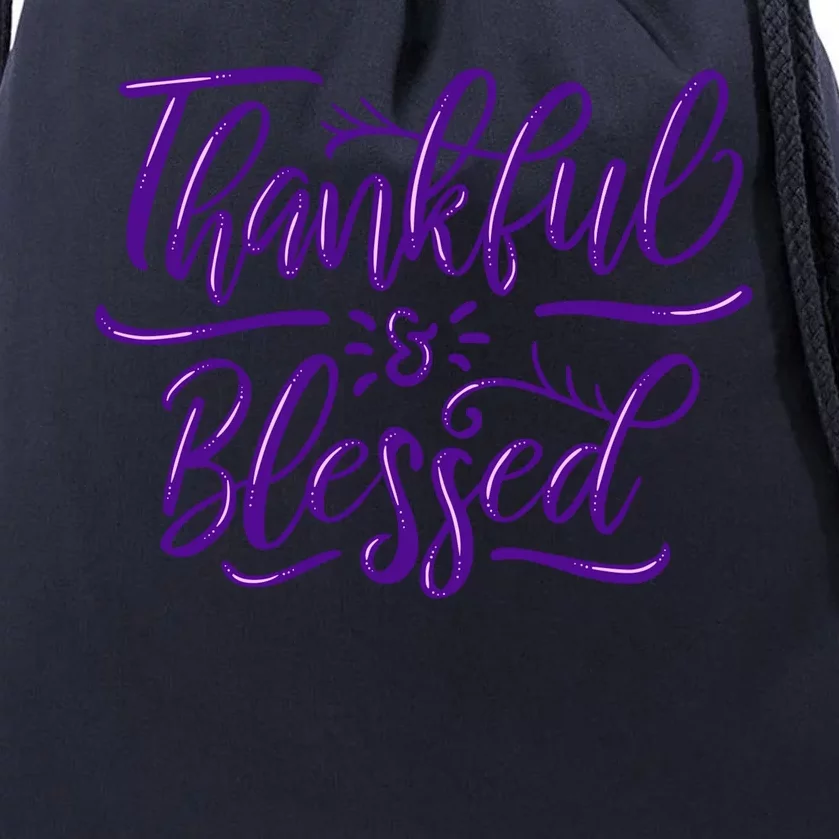 Thankful And Blessed Drawstring Bag