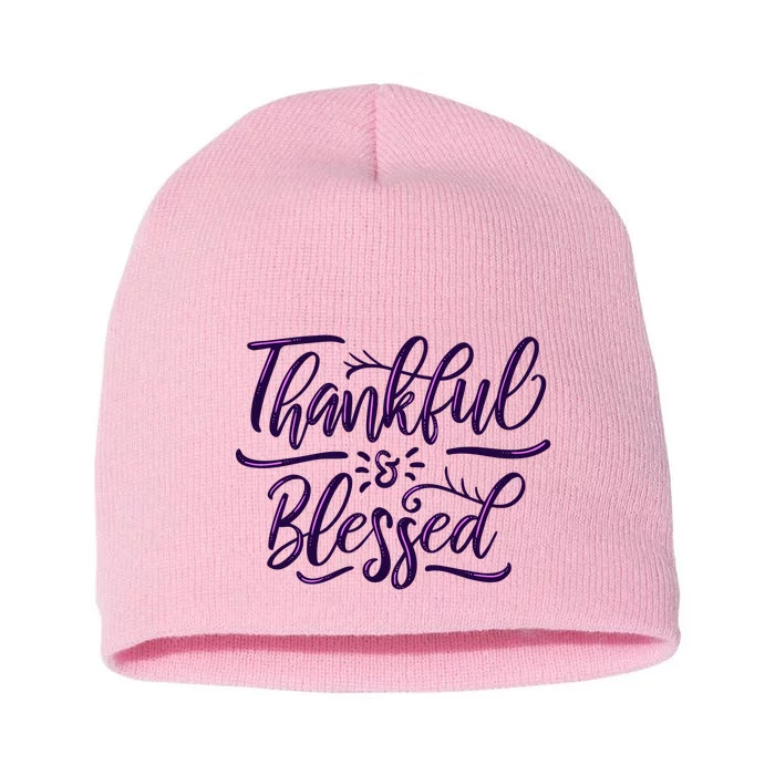 Thankful And Blessed Short Acrylic Beanie