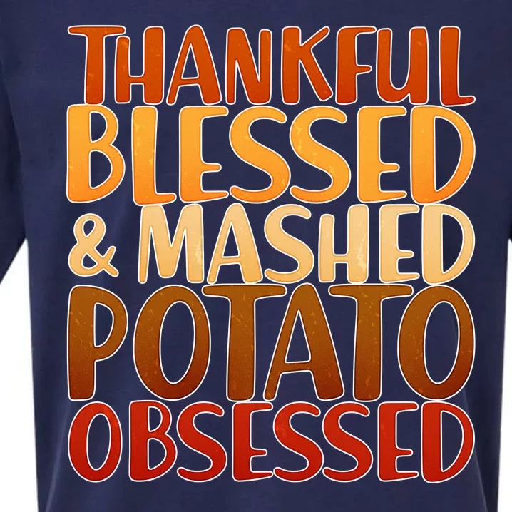 Thankful Blessed Mashed Potato Obsessed Sueded Cloud Jersey T-Shirt