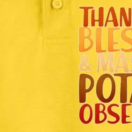 Thankful Blessed Mashed Potato Obsessed Dry Zone Grid Performance Polo