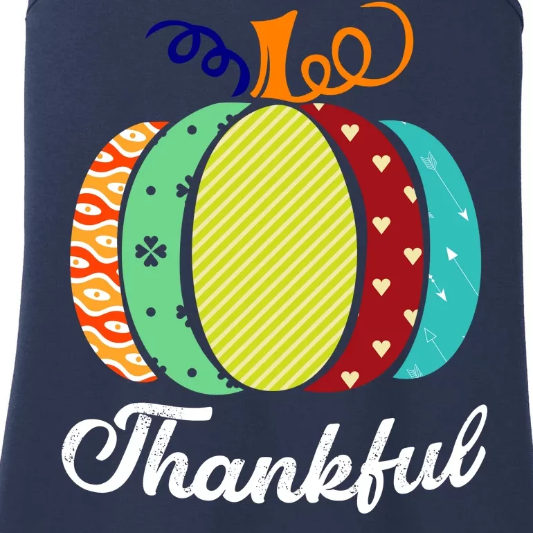 Thankful Floral Pumpkin Ladies Essential Tank