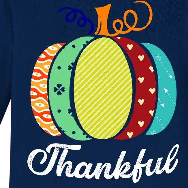 Thankful Floral Pumpkin Baby Long Sleeve Bodysuit