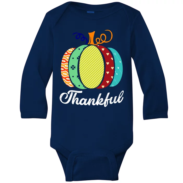 Thankful Floral Pumpkin Baby Long Sleeve Bodysuit