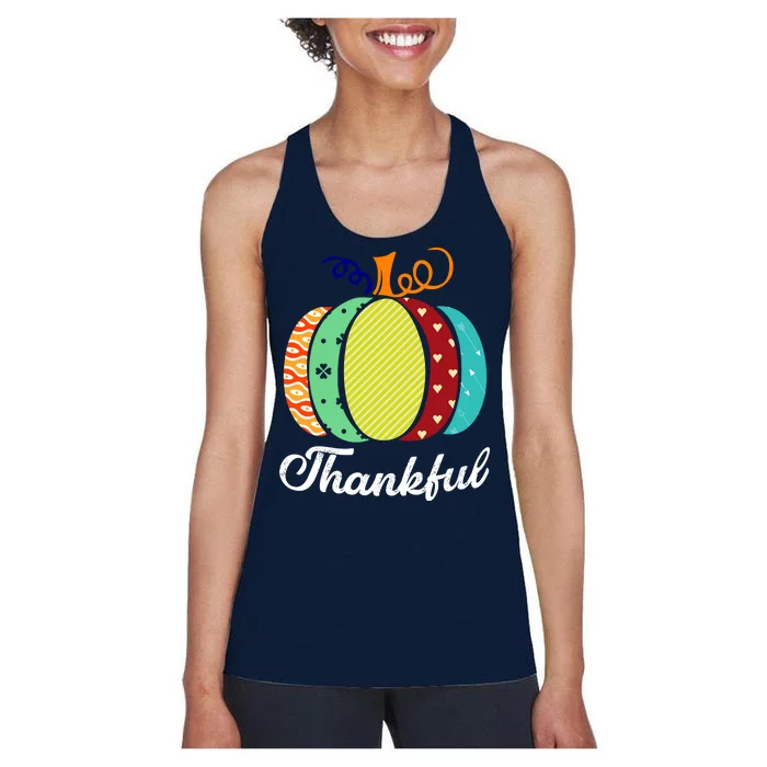 Thankful Floral Pumpkin Women's Racerback Tank