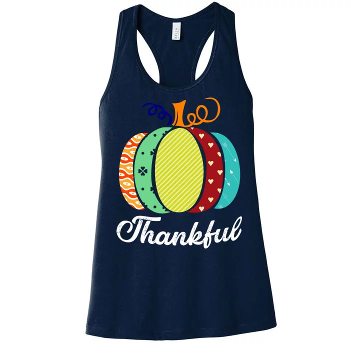 Thankful Floral Pumpkin Women's Racerback Tank