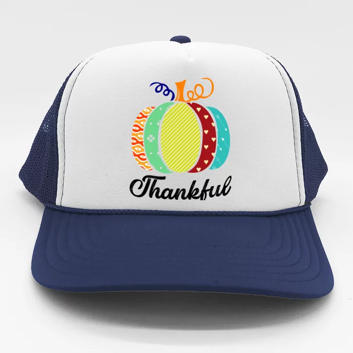 Thankful Floral Pumpkin Trucker Hat