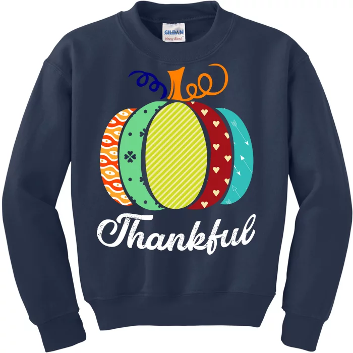 Thankful Floral Pumpkin Kids Sweatshirt